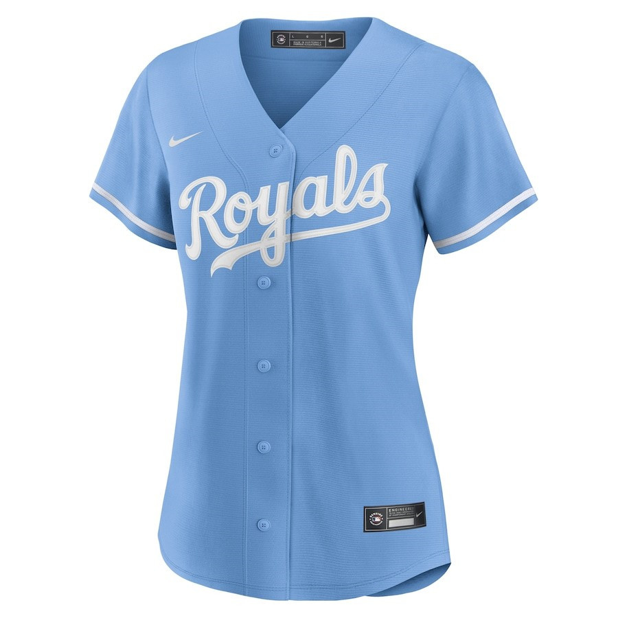 Alternative view of Kansas City Royals Women's Alternate Team Logo Jersey - Light Blue 