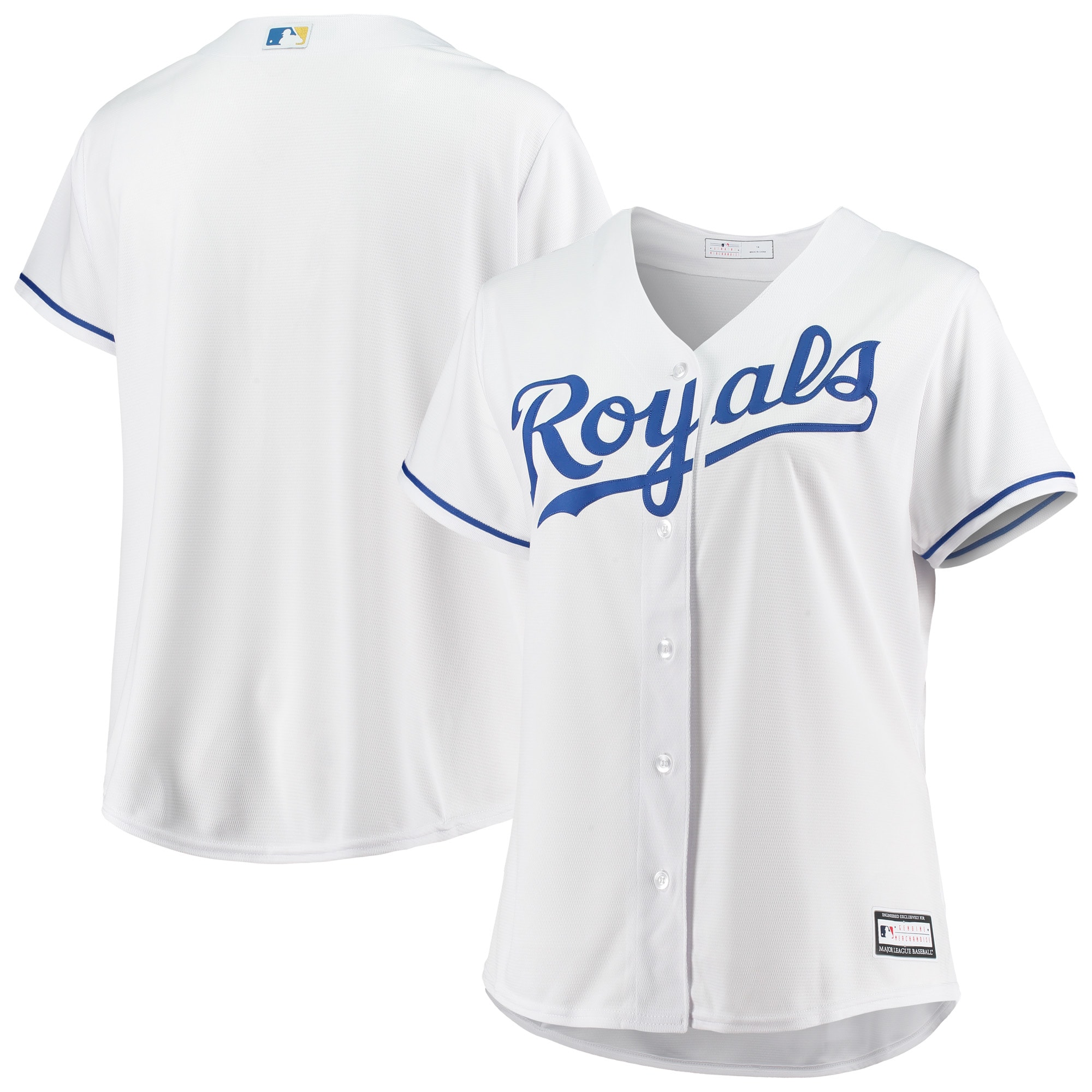 Kansas City Royals Women’s Plus Size Home Replica Team Jersey – White