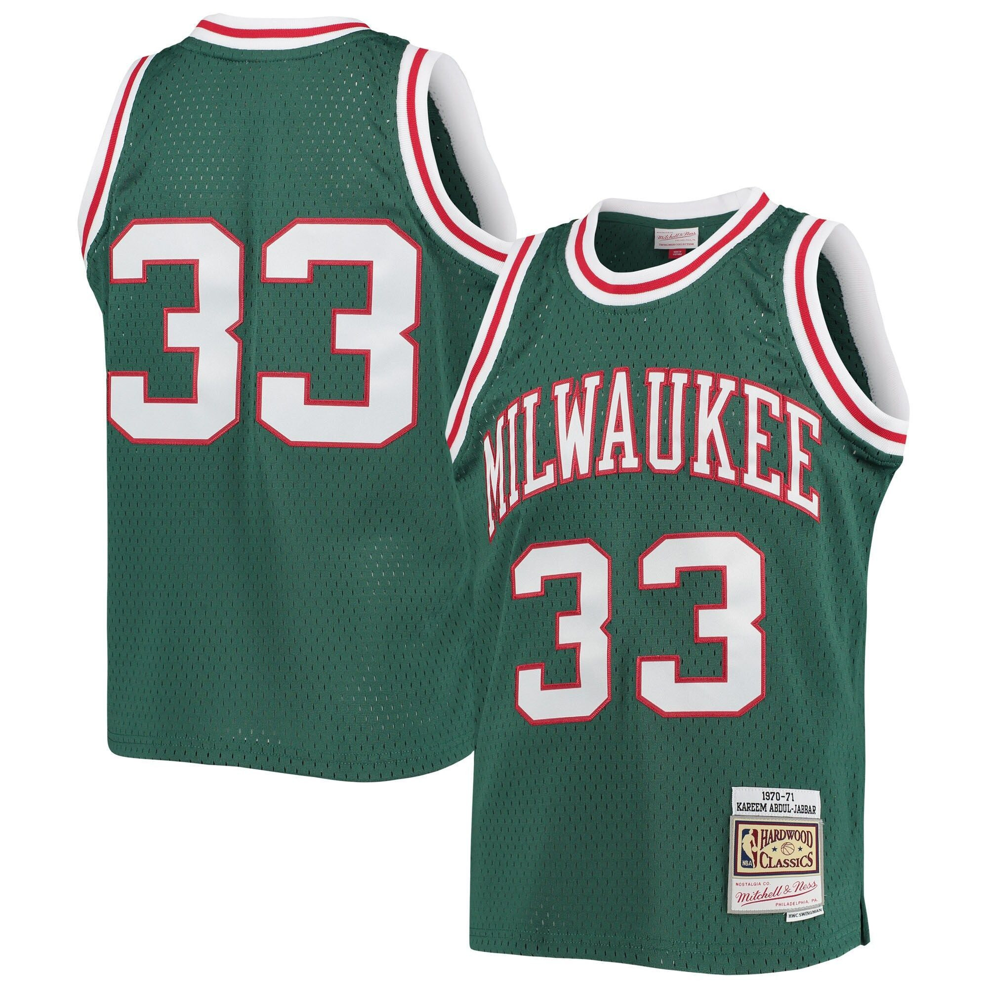 Kareem Abdul-jabbar Milwaukee Bucks Mitchell & Ness Youth 1970-71 Hardwood Classics Swingman Jersey - Green - JS205 