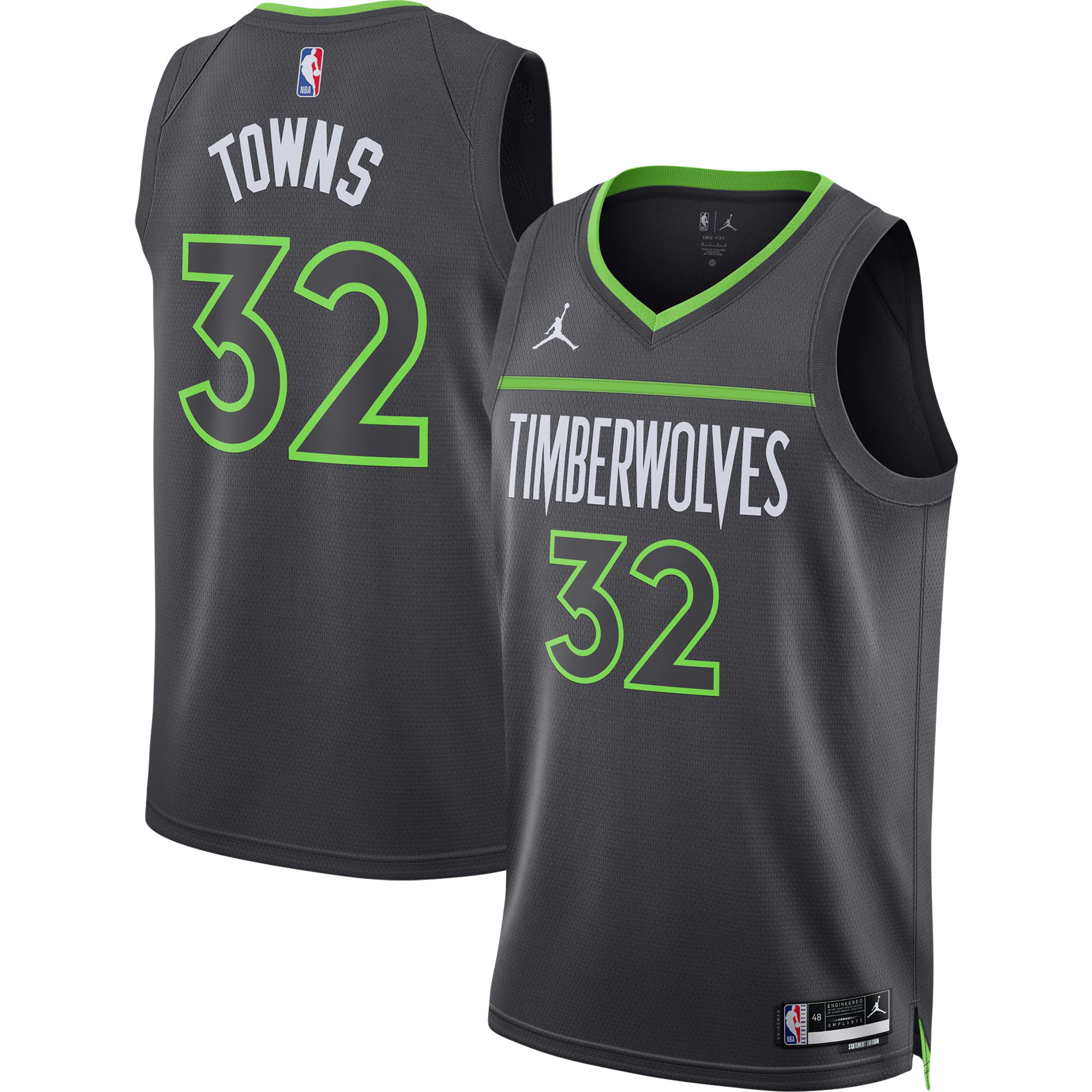 Karl-anthony Towns 2022/23 Minnesota Timberwolves Jordan Brand Unisex Swingman Jersey - Statement Edition - Charcoal