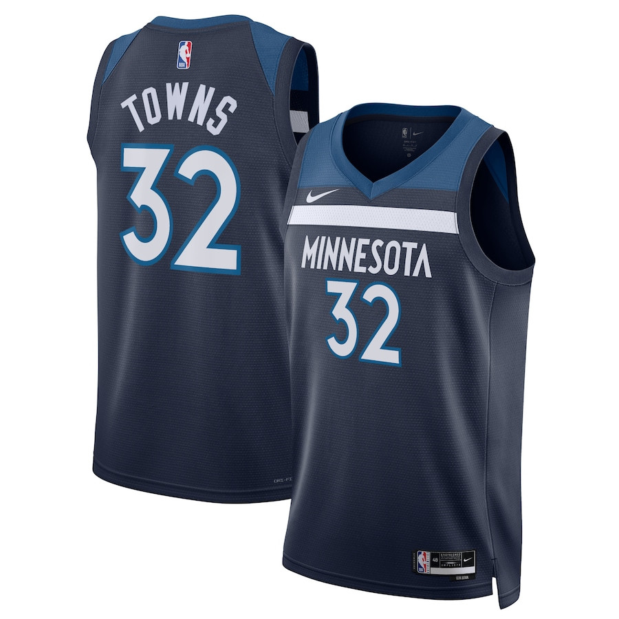Karl-Anthony Towns 32 Minnesota Timberwolves Unisex Swingman Jersey - Icon Edition - Navy - JS177 