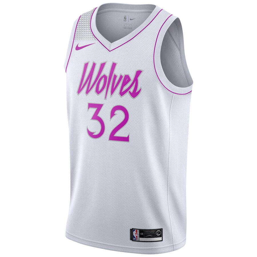Alternative view of Karl-anthony Towns Minnesota Timberwolves 2018/19 Swingman Jersey White - Earned Edition