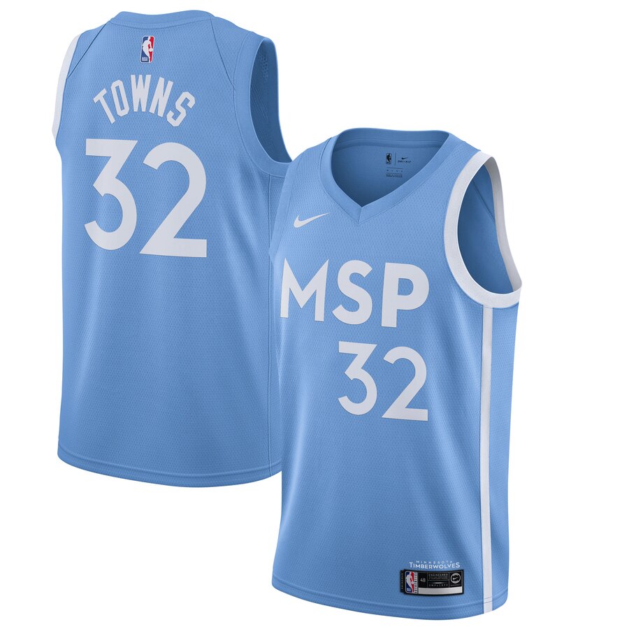 Karl-anthony Towns Minnesota Timberwolves 2019/20 Finished City Edition Swingman Jersey - Blue
