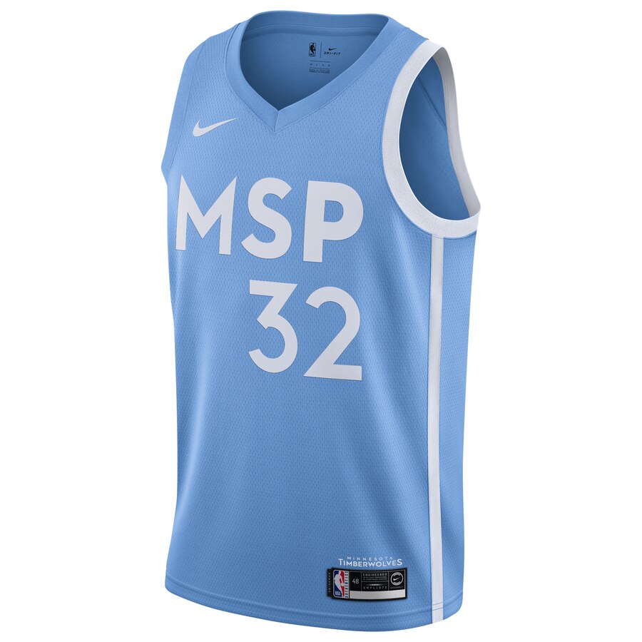 Alternative view of Karl-anthony Towns Minnesota Timberwolves 2019/20 Finished City Edition Swingman Jersey - Blue