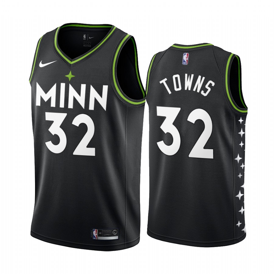 Karl-anthony Towns Minnesota Timberwolves 2020-21 Black City Edition Jersey New Uniform