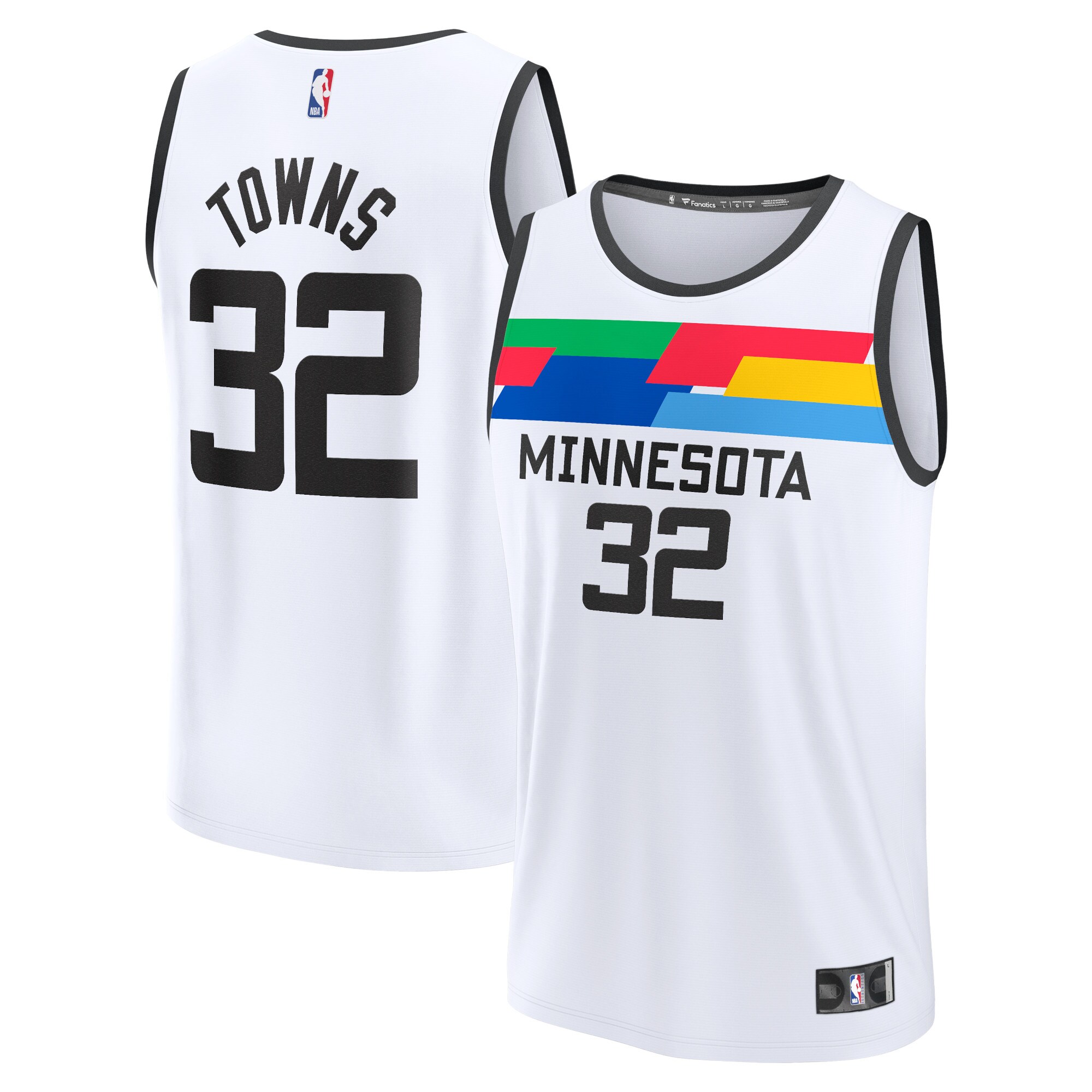 Alternative view of Karl-anthony Towns Minnesota Timberwolves Fanatics Branded 2022/23 Fastbreak Jersey - City Edition - White