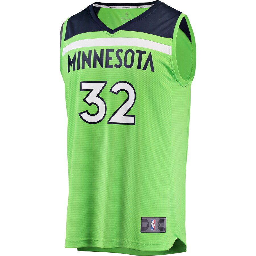 Alternative view of Karl-anthony Towns Minnesota Timberwolves Fanatics Branded Fast Break Replica Jersey Neon Green - Statement Edition