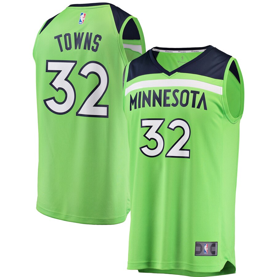 Karl-anthony Towns Minnesota Timberwolves Fanatics Branded Fast Break Replica Jersey Neon Green - Statement Edition
