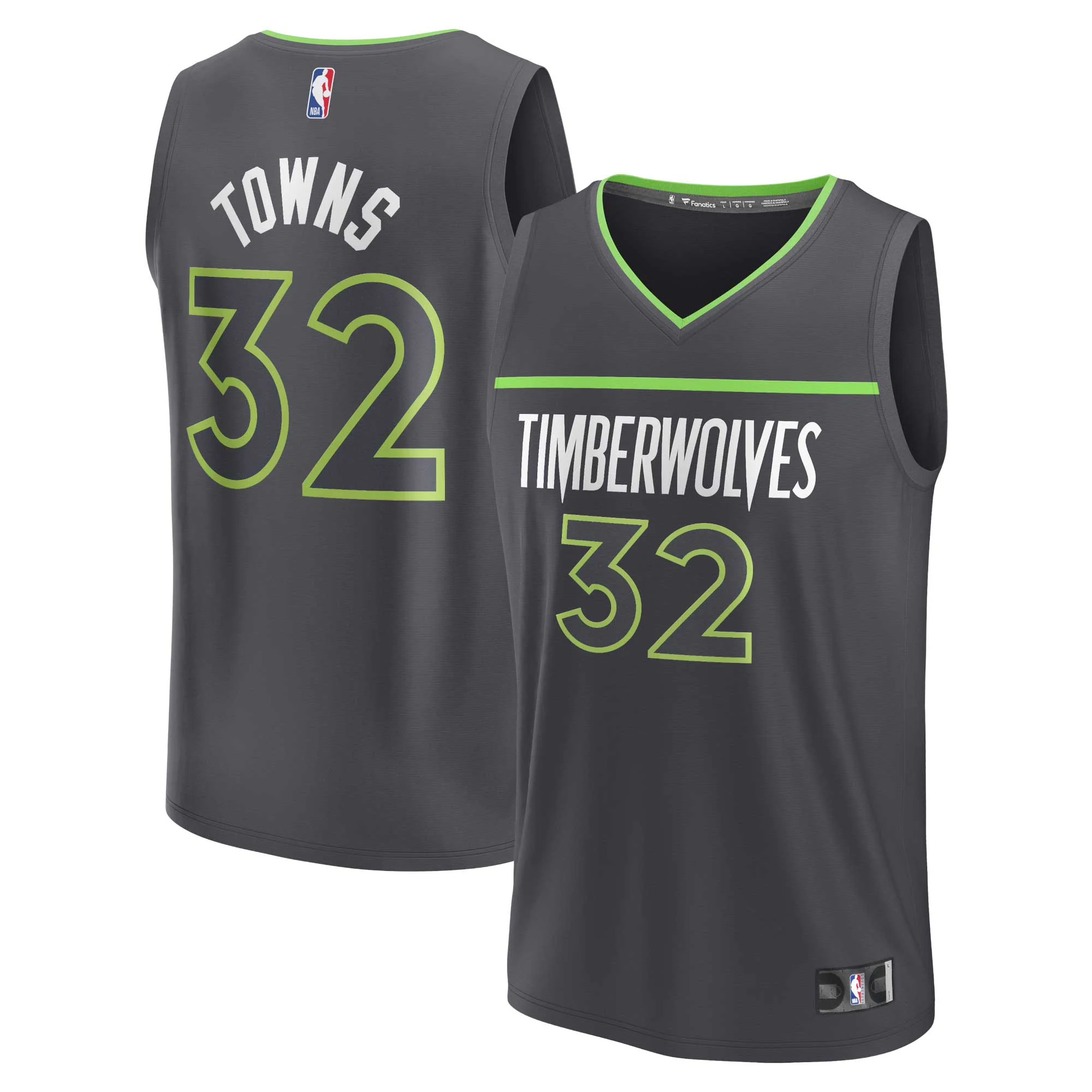 Karl-anthony Towns Minnesota Timberwolves Fanatics Branded Fast Break Replica Player Jersey - Statement Edition - Anthracite