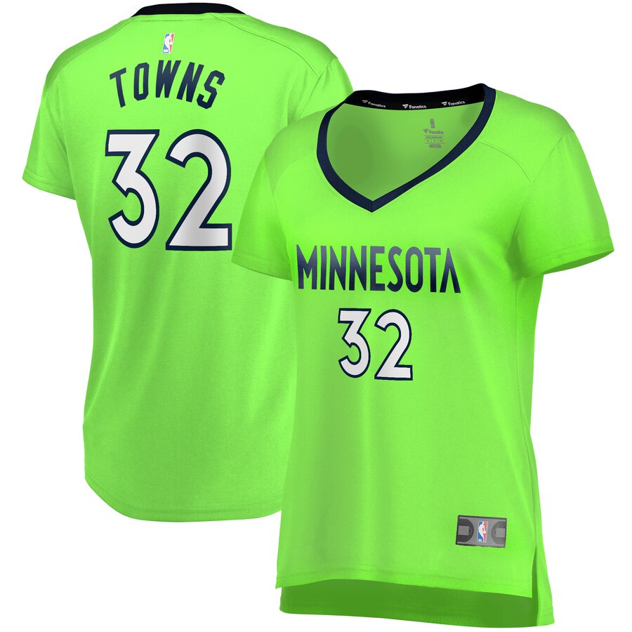 Karl-anthony Towns Minnesota Timberwolves Fanatics Branded Women's Fast Break Replica Player Jersey - Statement Edition - Green