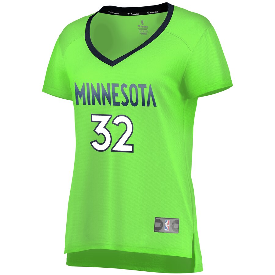Alternative view of Karl-anthony Towns Minnesota Timberwolves Fanatics Branded Women’s Fast Break Replica Statement Edition Jersey – Neon Green