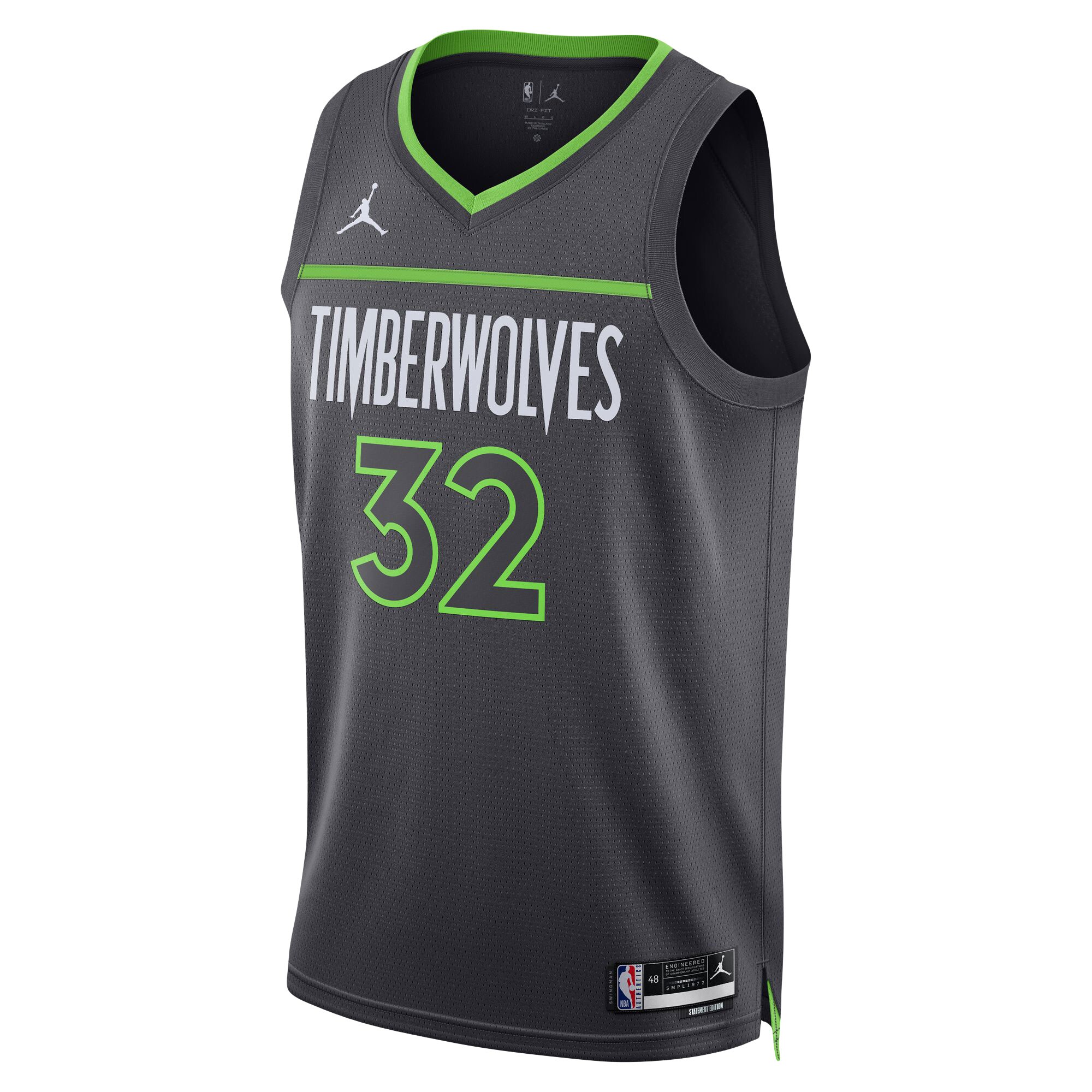 Alternative view of Karl-anthony Towns Minnesota Timberwolves Jordan Brand Unisex Swingman Jersey - Statement Edition - Charcoal
