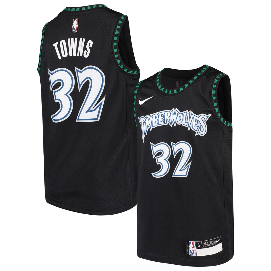 Karl-anthony Towns Minnesota Timberwolves Youth Hardwood Classics Swingman Jersey - Black