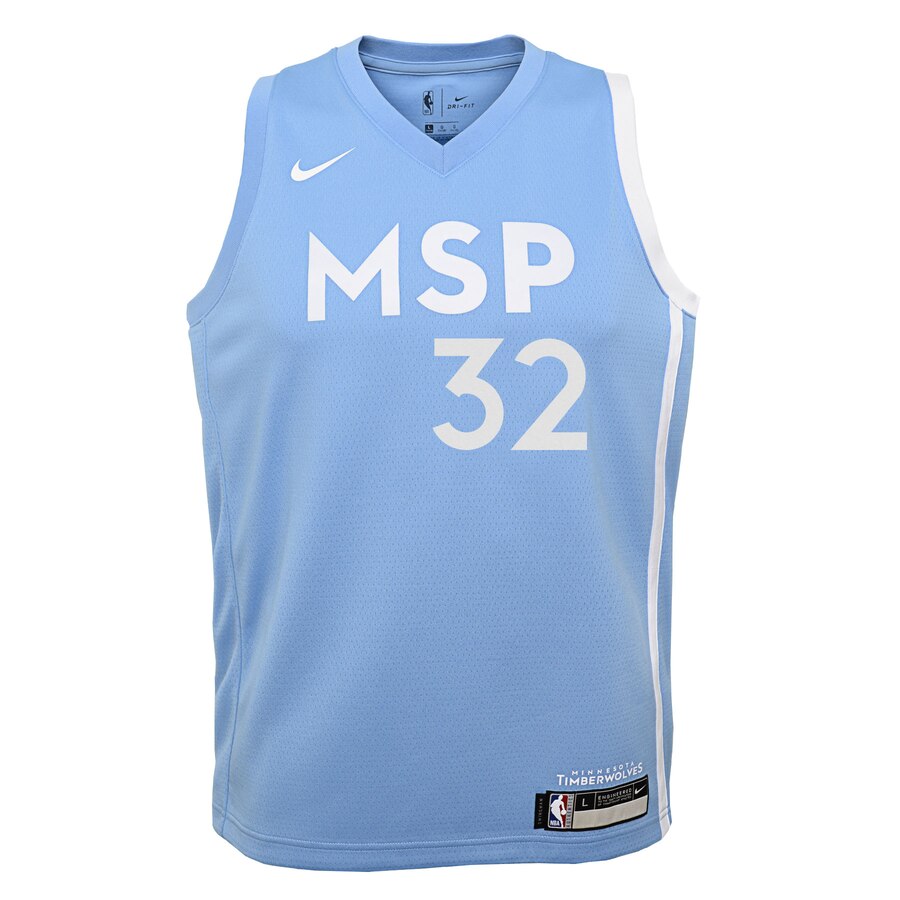 Alternative view of Karl-anthony Towns Minnesota Timberwolves Youth Swingman Jersey Blue - City Edition