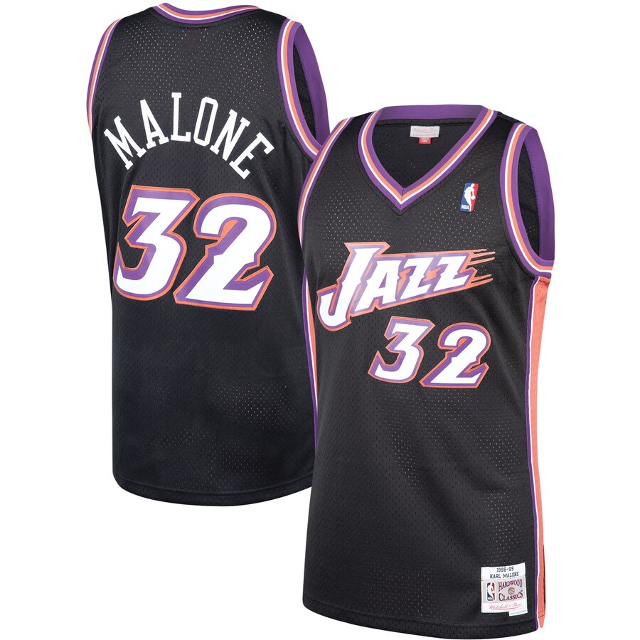 Karl Malone Utah Jazz Mitchell & Ness 1998-99 Hardwood Classics Swingman Jersey - Black