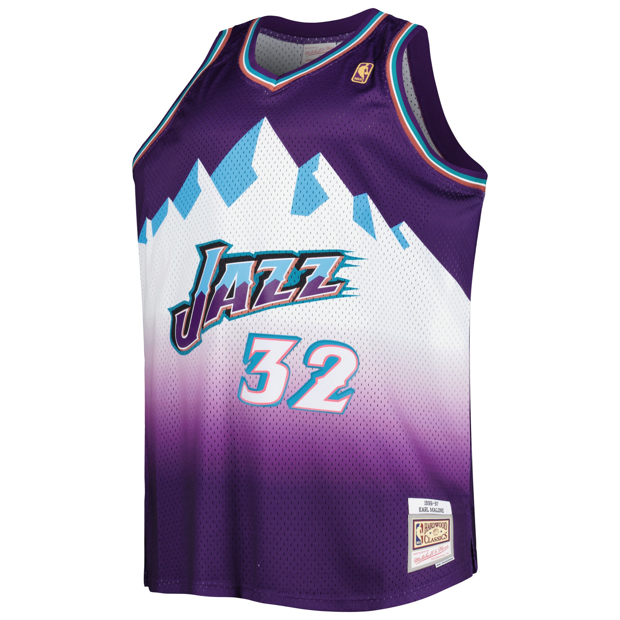Alternative view of Karl Malone Utah Jazz Mitchell & Ness Big & Tall Hardwood Classics 1996/97 Swingman Jersey - Purple