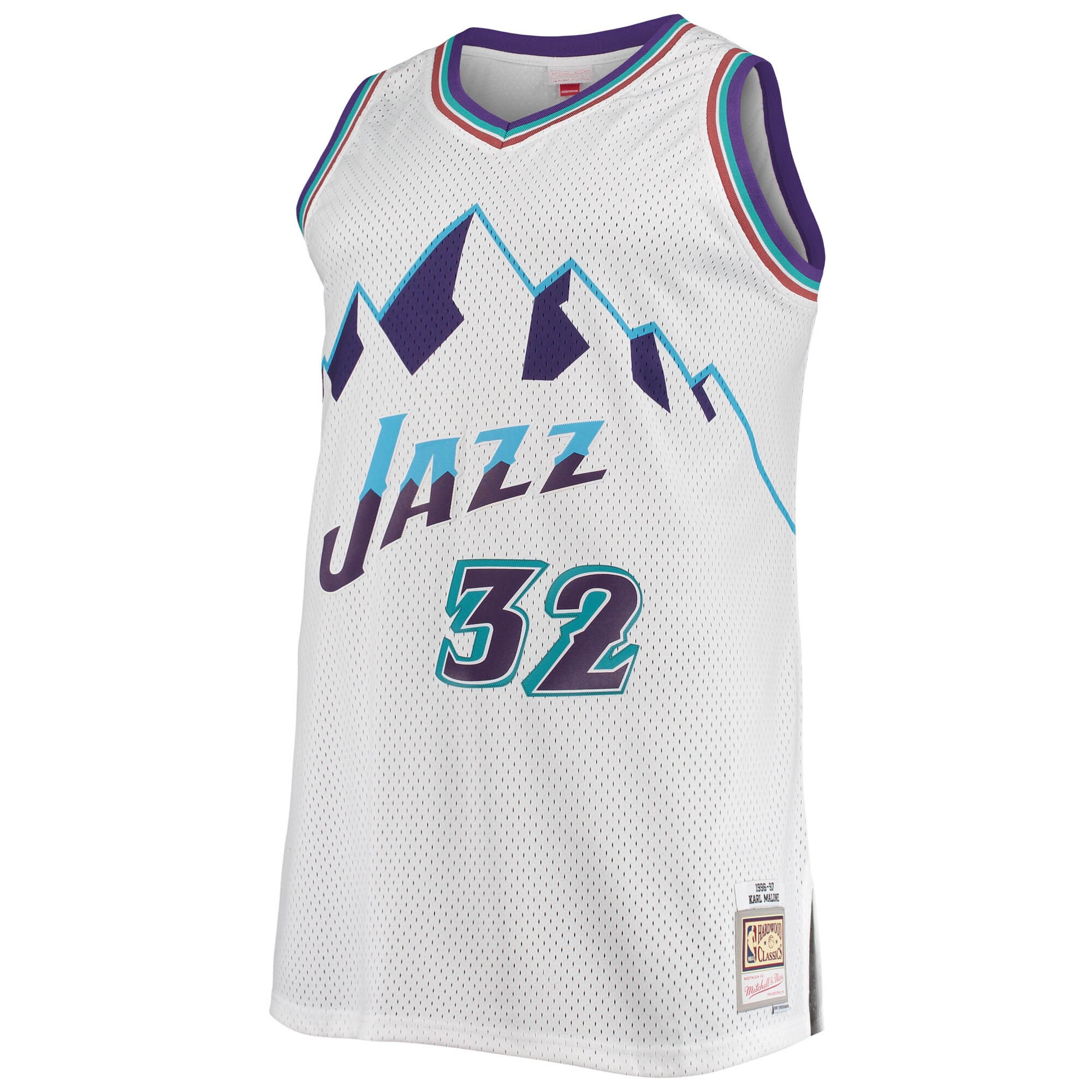 Alternative view of Karl Malone Utah Jazz Mitchell & Ness 1996/97 Big & Tall Hardwood Classics Swingman Jersey - White