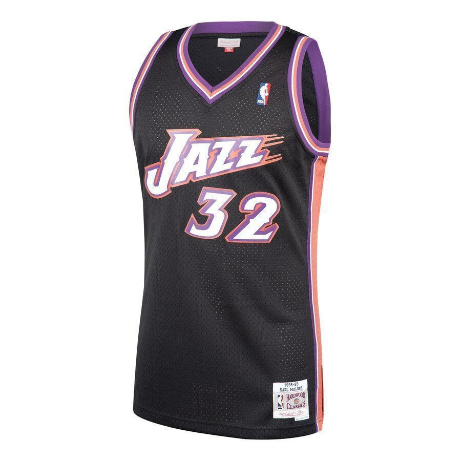 Alternative view of Karl Malone Utah Jazz Mitchell & Ness 1998-99 Hardwood Classics Swingman Jersey - Black - JS912 