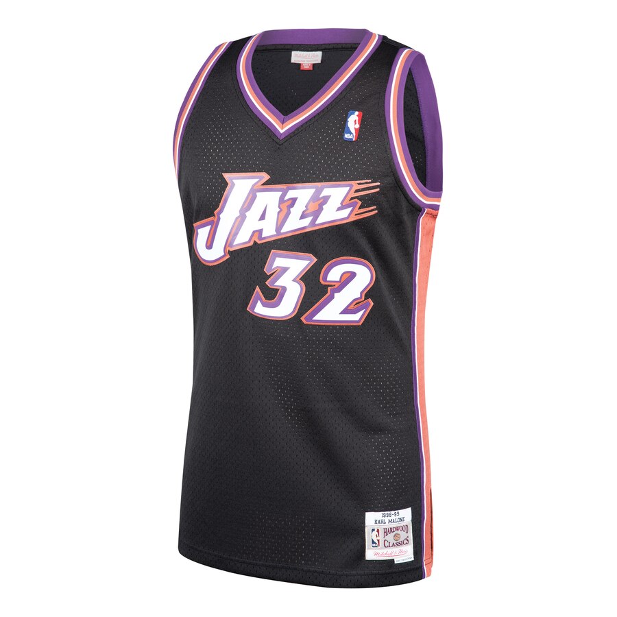 Alternative view of Karl Malone Utah Jazz Mitchell & Ness 1998-99 Hardwood Classics Swingman Jersey - Black