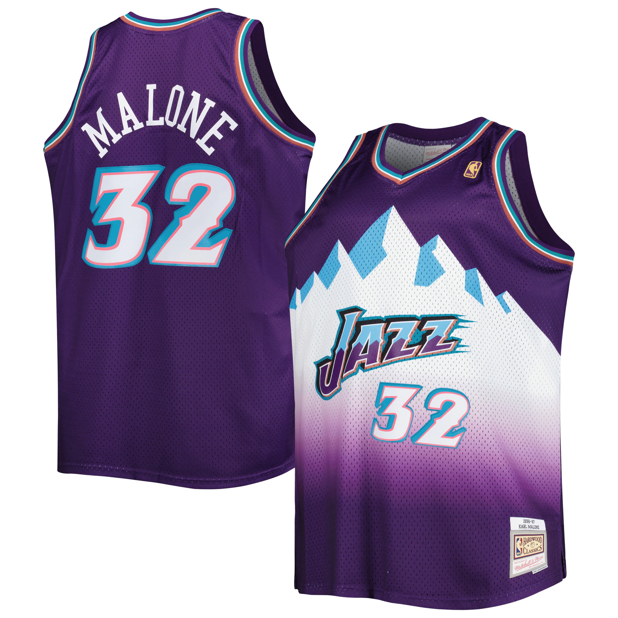 Alternative view of Karl Malone Utah Jazz Mitchell & Ness Big & Tall Hardwood Classics 1996/97 Swingman Jersey - Purple