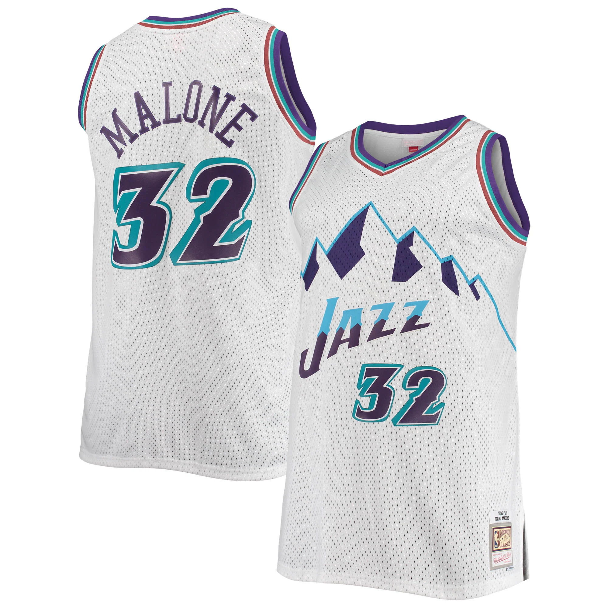 Alternative view of Karl Malone Utah Jazz Mitchell & Ness Big & Tall Hardwood Classics Jersey – White – Jsfangear Jersey Store