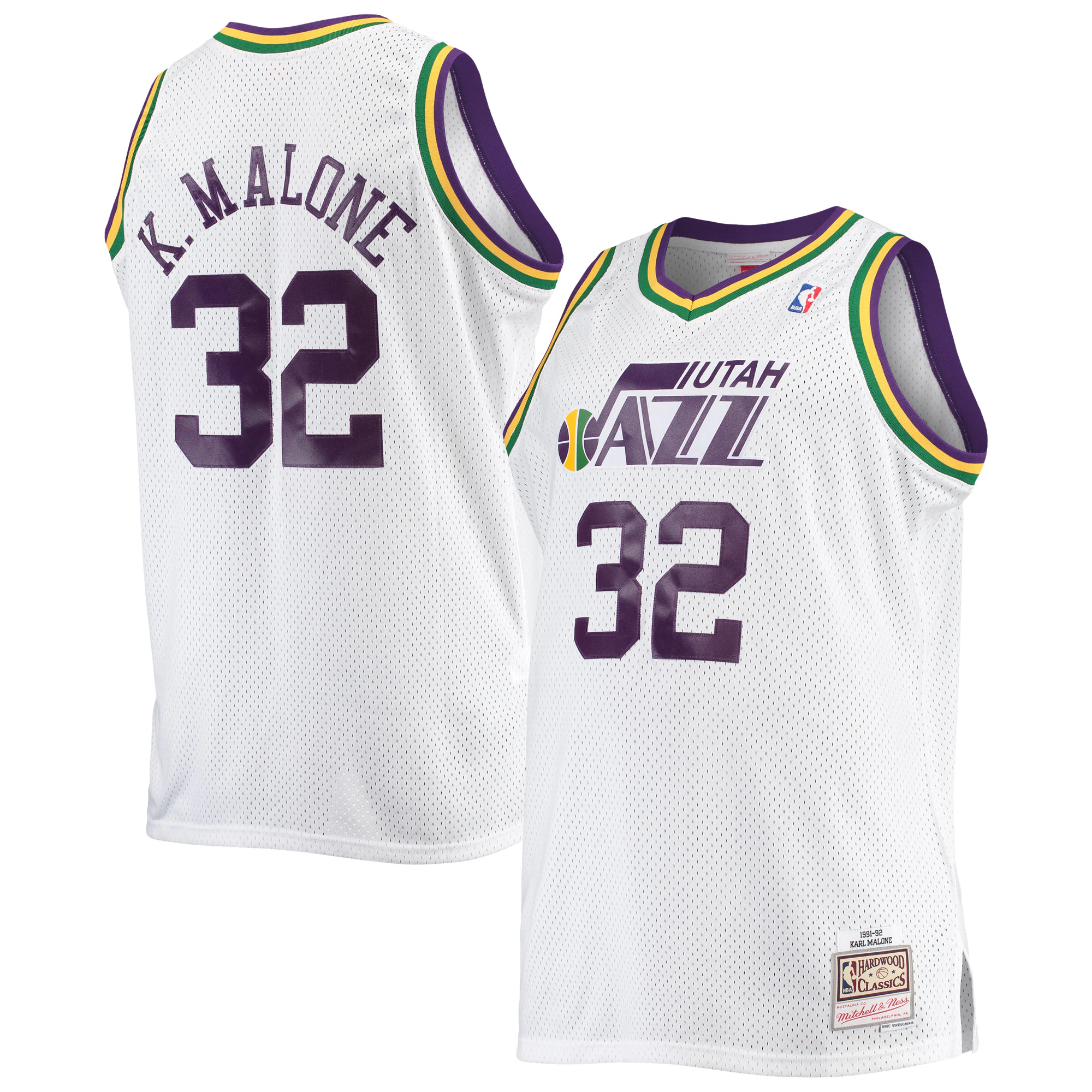Alternative view of Karl Malone Utah Jazz Mitchell & Ness Big & Tall Hardwood Classics Swingman Jersey - White