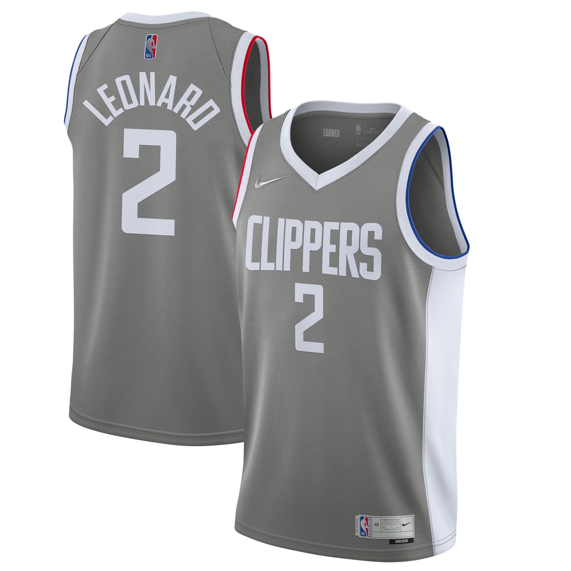 Alternative view of Kawhi Leonard La Clippers 2020/21 Swingman Player Jersey Gray – Earned Edition