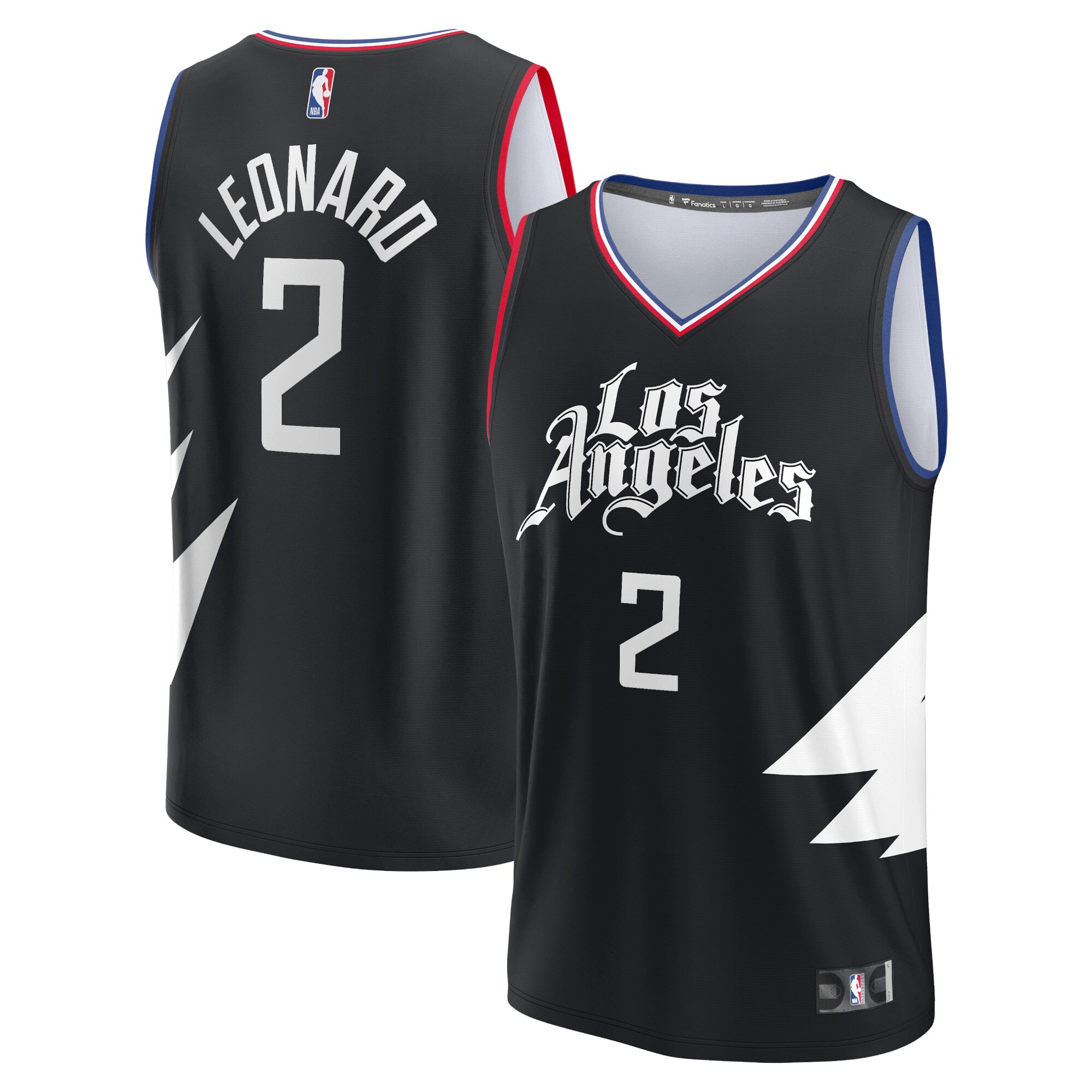 Alternative view of Kawhi Leonard La Clippers Fanatics Branded Youth 2021/22 Fast Break Player Jersey Black - Statement Edition
