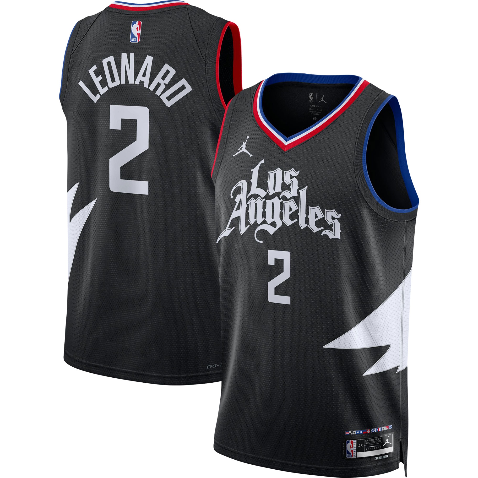 Alternative view of Kawhi Leonard La Clippers Jordan Brand Unisex Swingman Jersey – Statement Edition – Black
