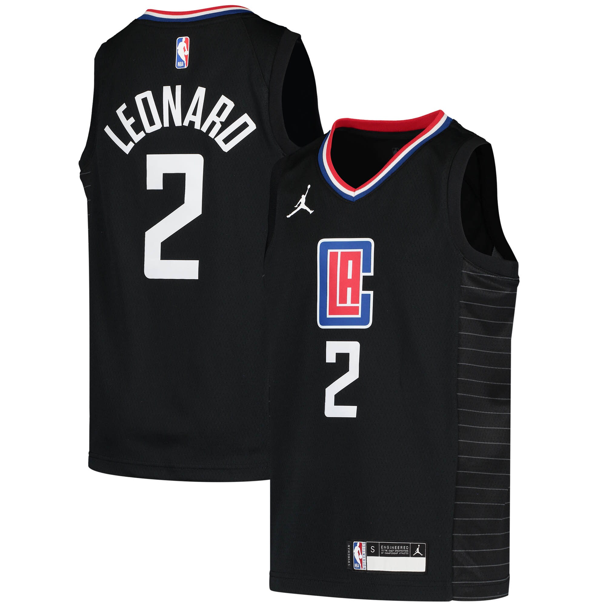 Alternative view of Kawhi Leonard La Clippers Jordan Brand Youth 2020/21 Swingman Player Jersey – Black – Statement Edition