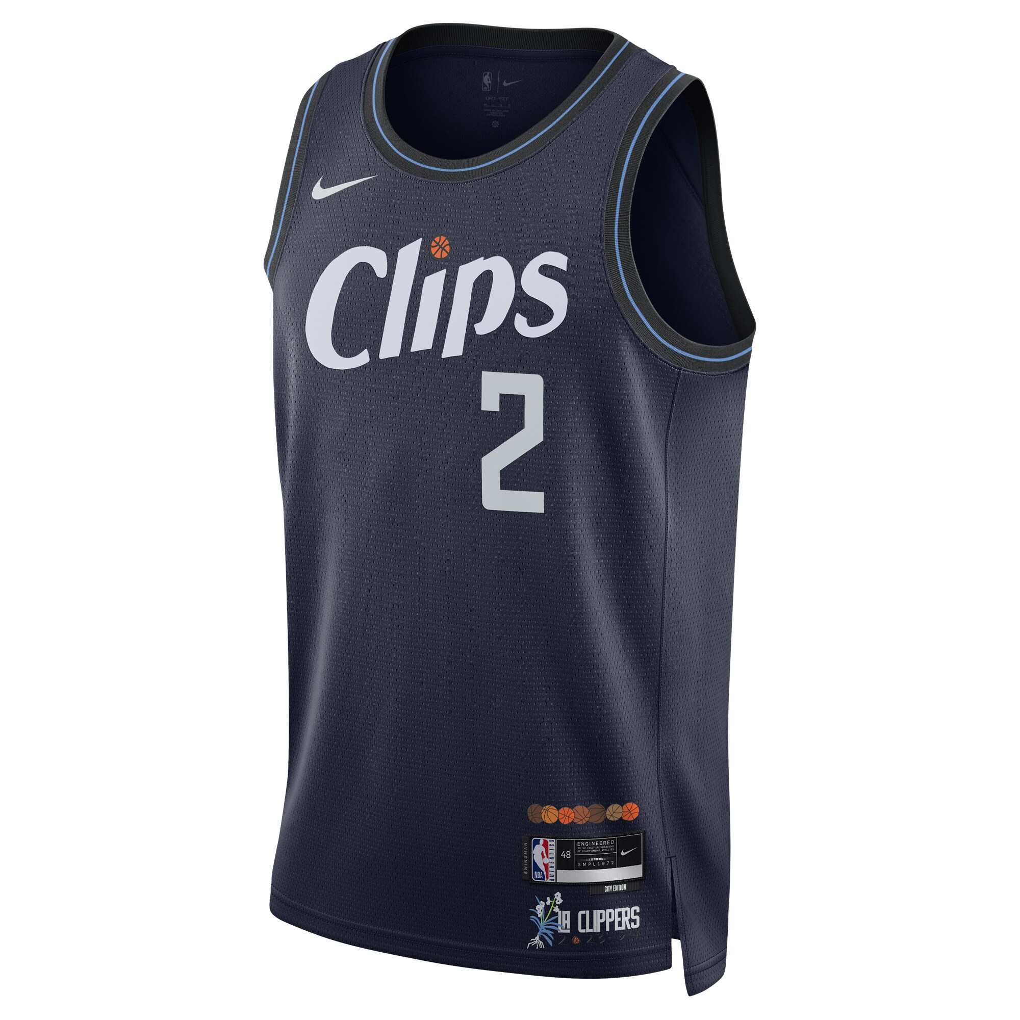 Alternative view of Kawhi Leonard La Clippers Unisex 2023/24 Swingman Jersey - Navy - City Edition