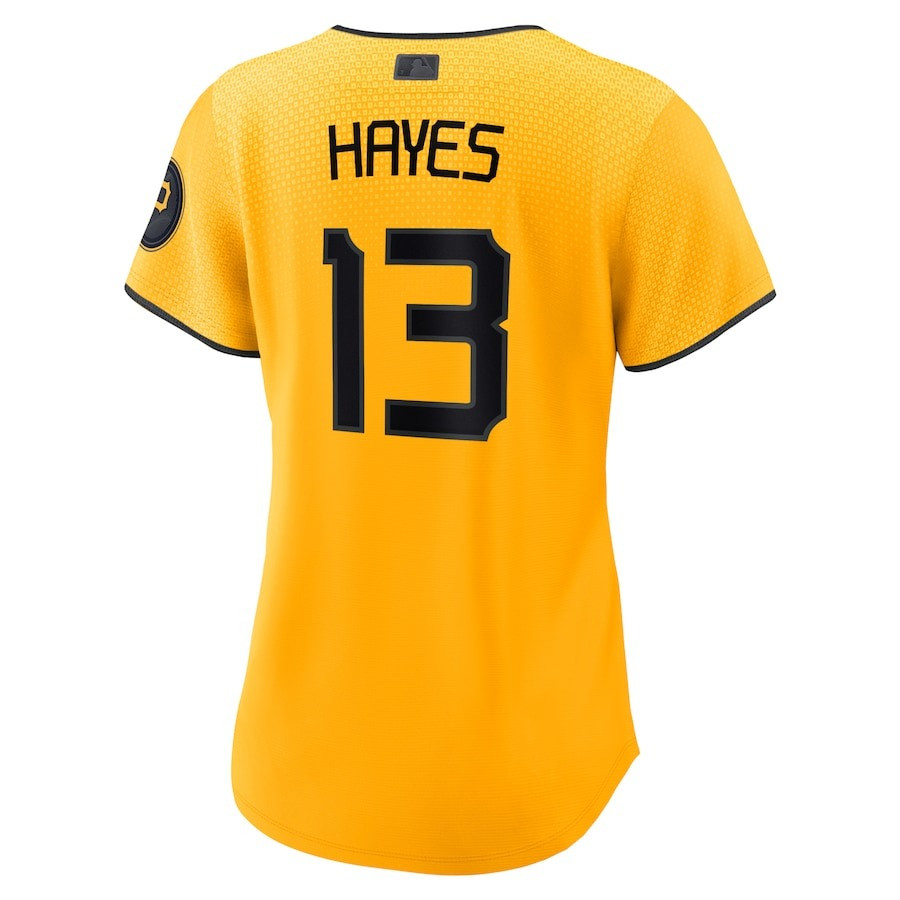 Alternative view of Ke'Bryan Hayes 13 Pittsburgh Pirates 2023 City Connect Women Jersey - Gold 