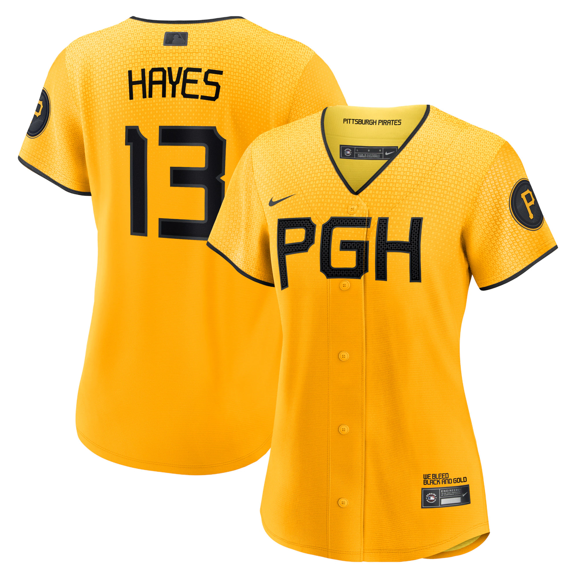 Alternative view of Ke'bryan Hayes Pittsburgh Pirates Women's 2023 City Connect Replica Player Jersey - Gold