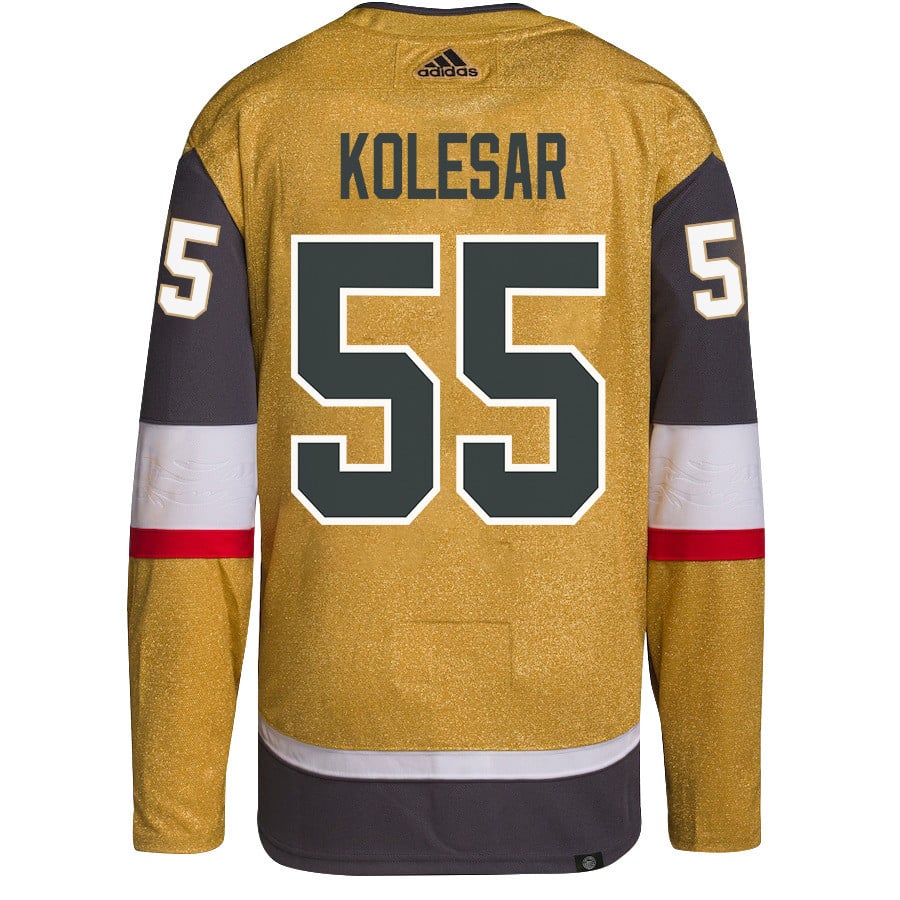 Alternative view of Keegan Kolesar 55 Vegas Golden Knights Stanley Cup 2023 Champions Patch Home Breakaway Men Jersey - Gold - JS550 