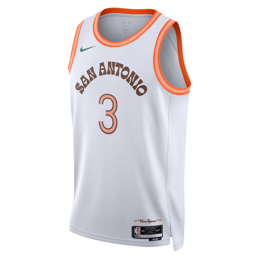 Alternative view of Keldon Johnson 3 San Antonio Spurs 2023/24 City Edition Swingman Jersey - White - JS968 
