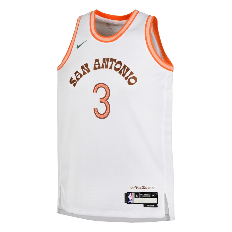 Alternative view of Keldon Johnson 3 San Antonio Spurs 2023/24 City Edition Swingman YOUTH Jersey - White - JS284 