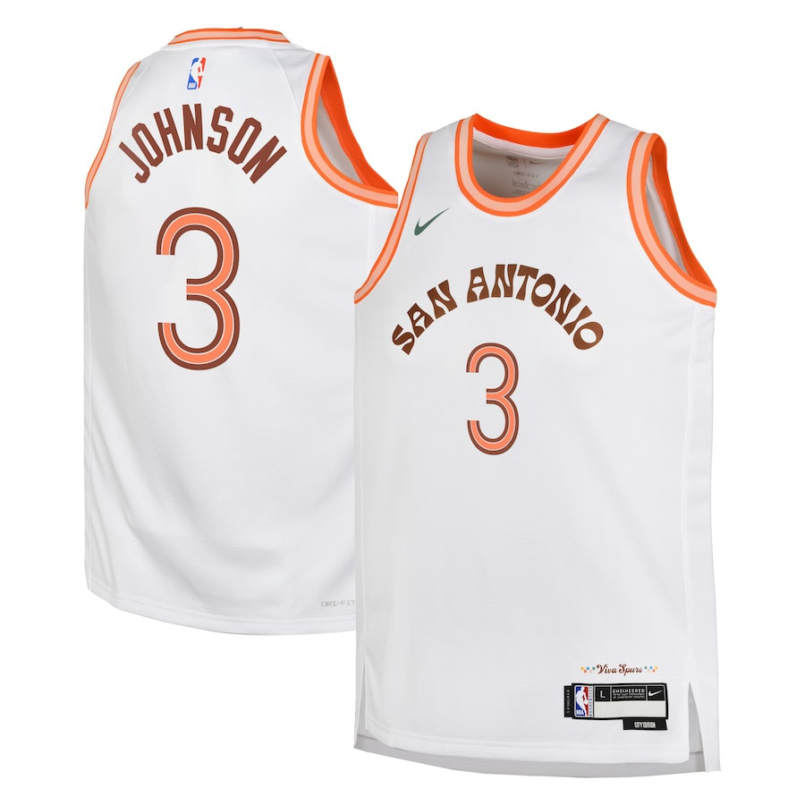 Keldon Johnson 3 San Antonio Spurs 2023/24 City Edition Swingman YOUTH Jersey - White - JS284 