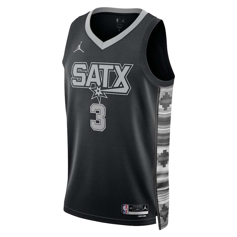 Alternative view of Keldon Johnson 3 San Antonio Spurs Unisex Swingman Jersey - Statement Edition - Black - JS536 