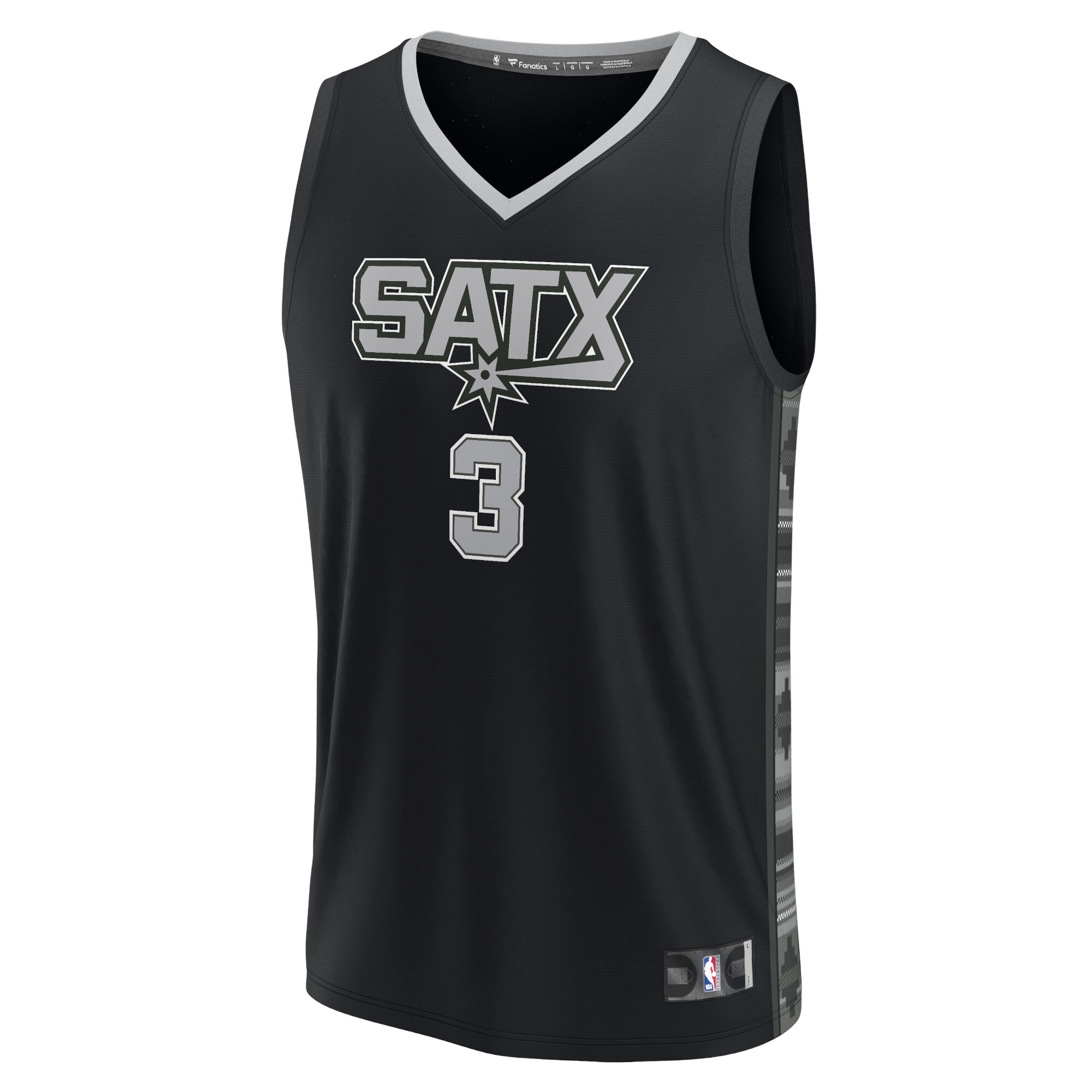 Alternative view of Keldon Johnson San Antonio Spurs Fanatics Fast Break Replica Player Jersey - Statement Edition - Black