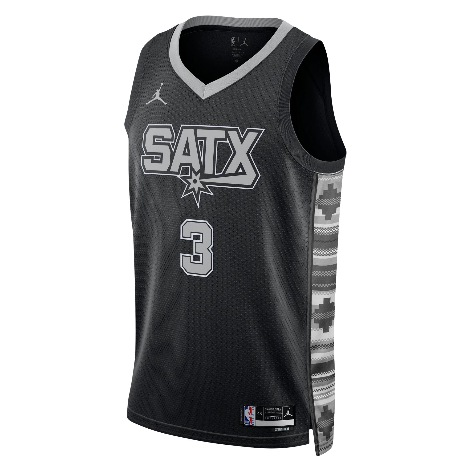 Alternative view of Keldon Johnson San Antonio Spurs Jordan Brand Unisex Swingman Jersey - Statement Edition - Black