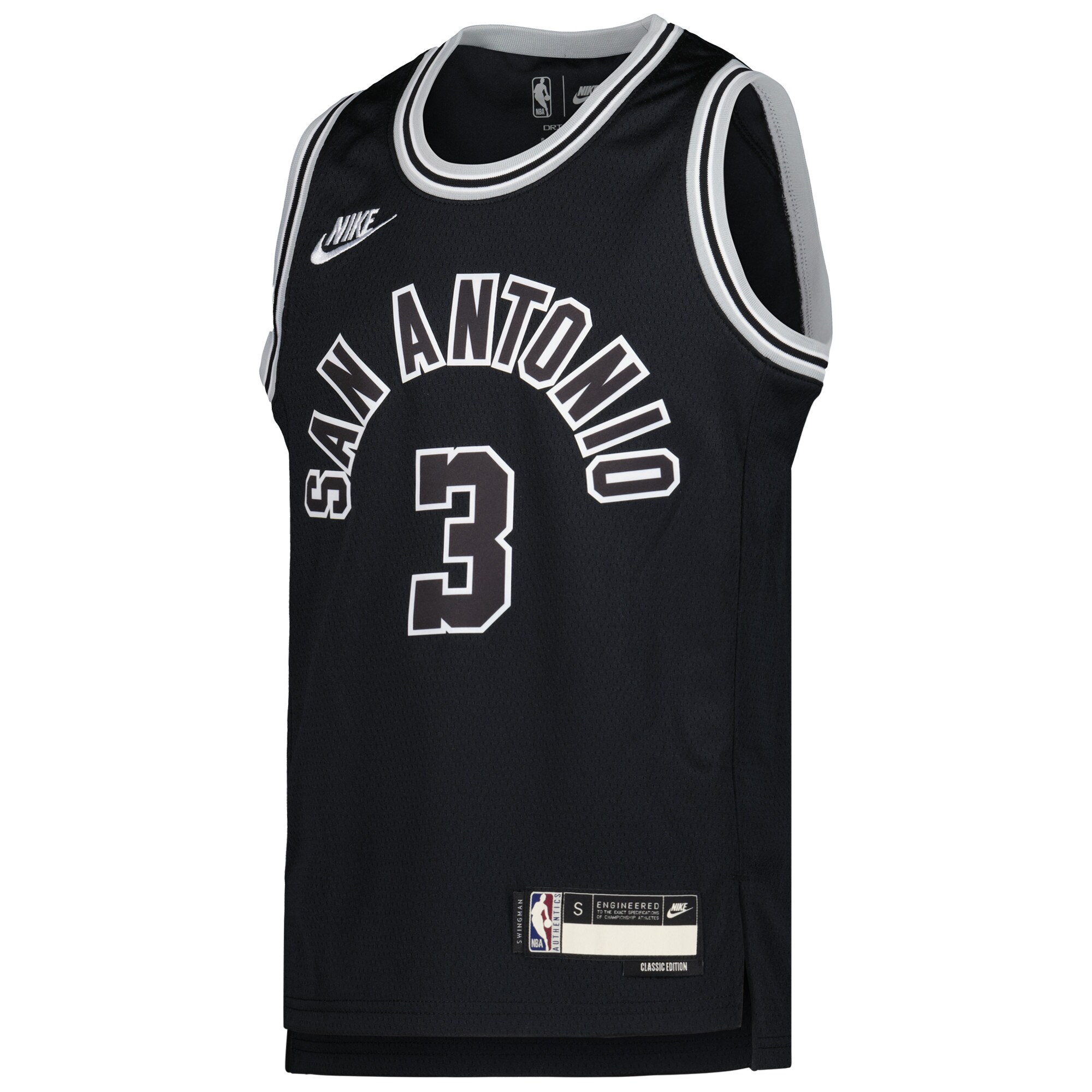Alternative view of Keldon Johnson San Antonio Spurs Youth 2022/23 Swingman Jersey – Classic Edition – Black