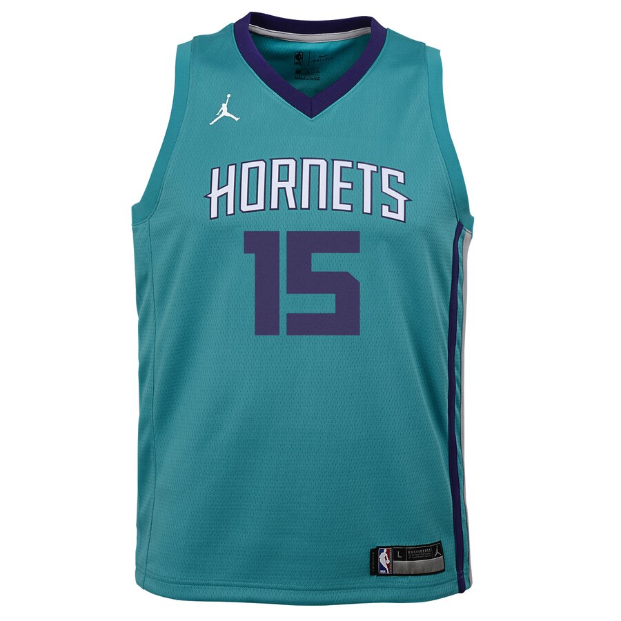 Alternative view of Kemba Walker Charlotte Hornets Jordan Brand Youth Swingman Jersey Teal - Icon Edition