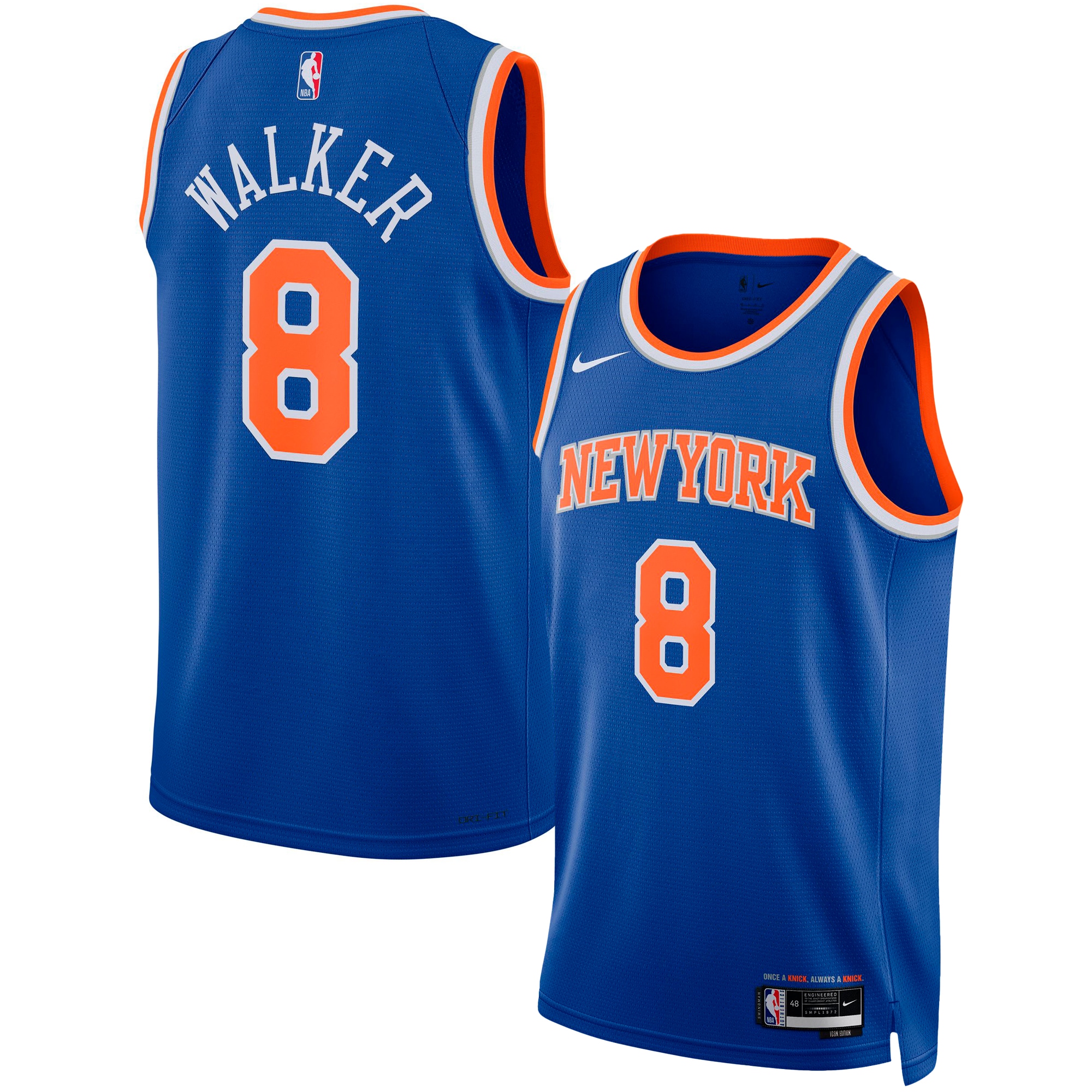 Kemba Walker New York Knicks Unisex Swingman Jersey – Icon Edition – Blue