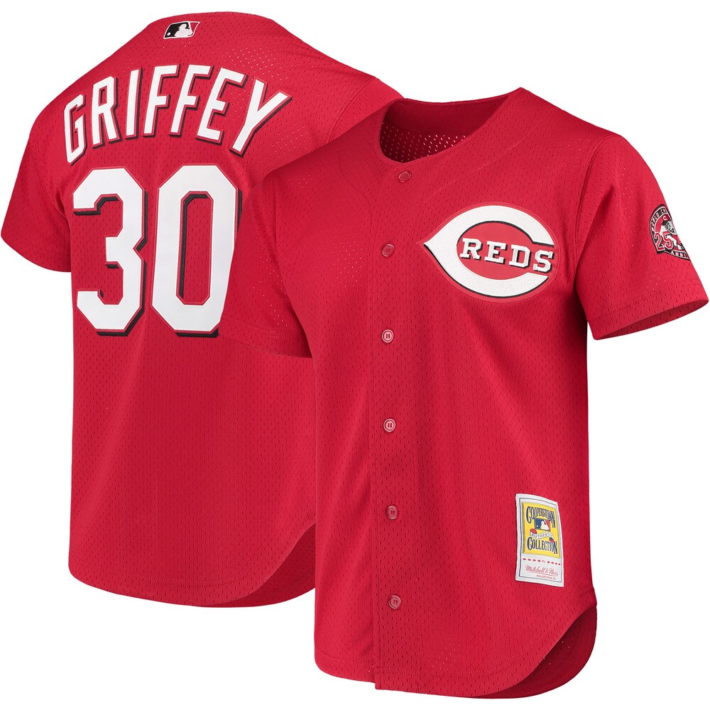 Ken Griffey Jr. Cincinnati Reds Mitchell & Ness Fashion Cooperstown Collection Mesh Batting Practice Jersey - Red