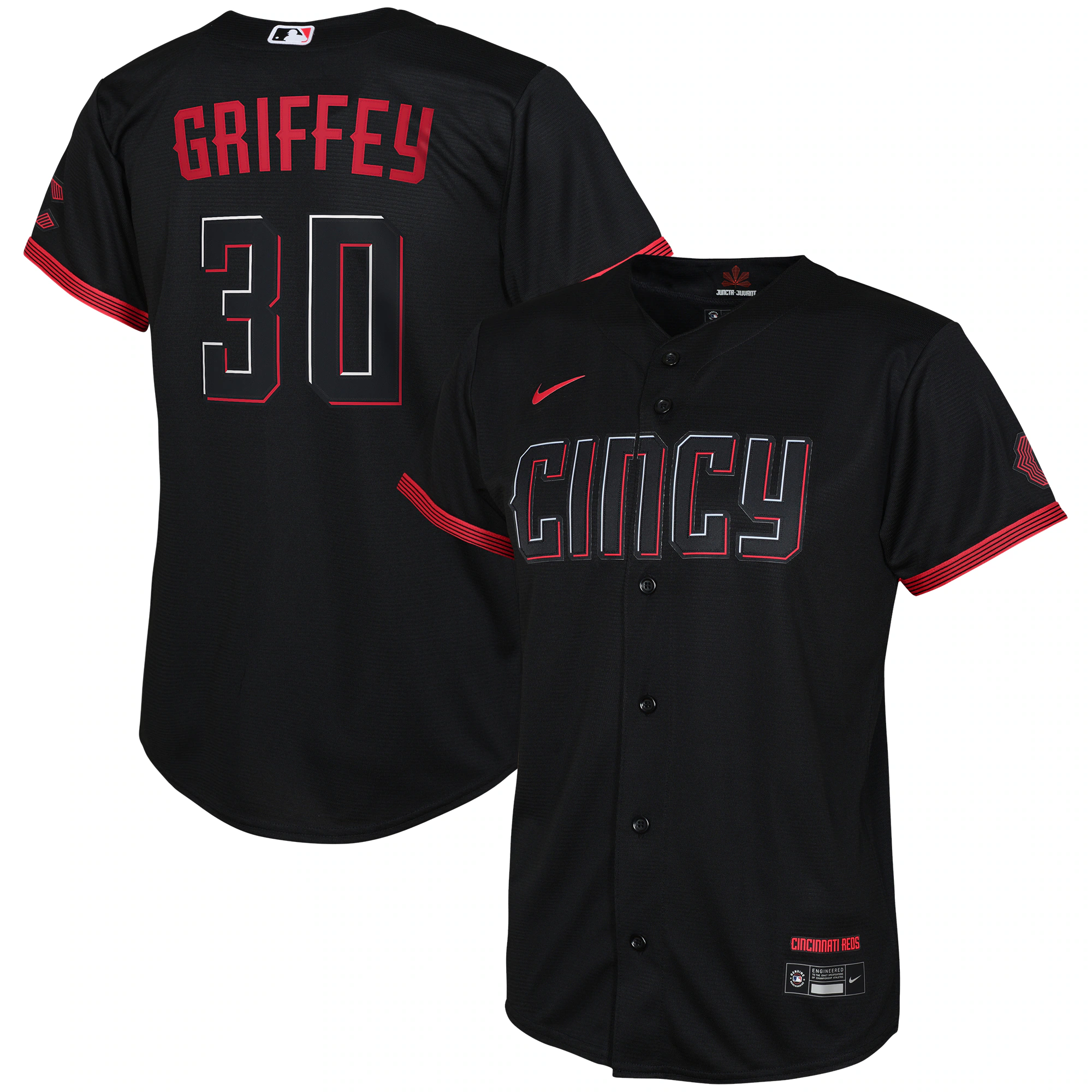 Ken Griffey Jr. Cincinnati Reds Youth 2023 City Connect Replica Player Jersey - Black