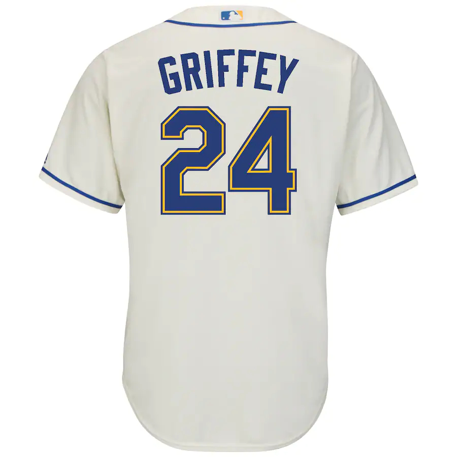 Alternative view of Ken Griffey Jr. Seattle Mariners Majestic Alternate Official Cool Base Replica Player Jersey - Cream