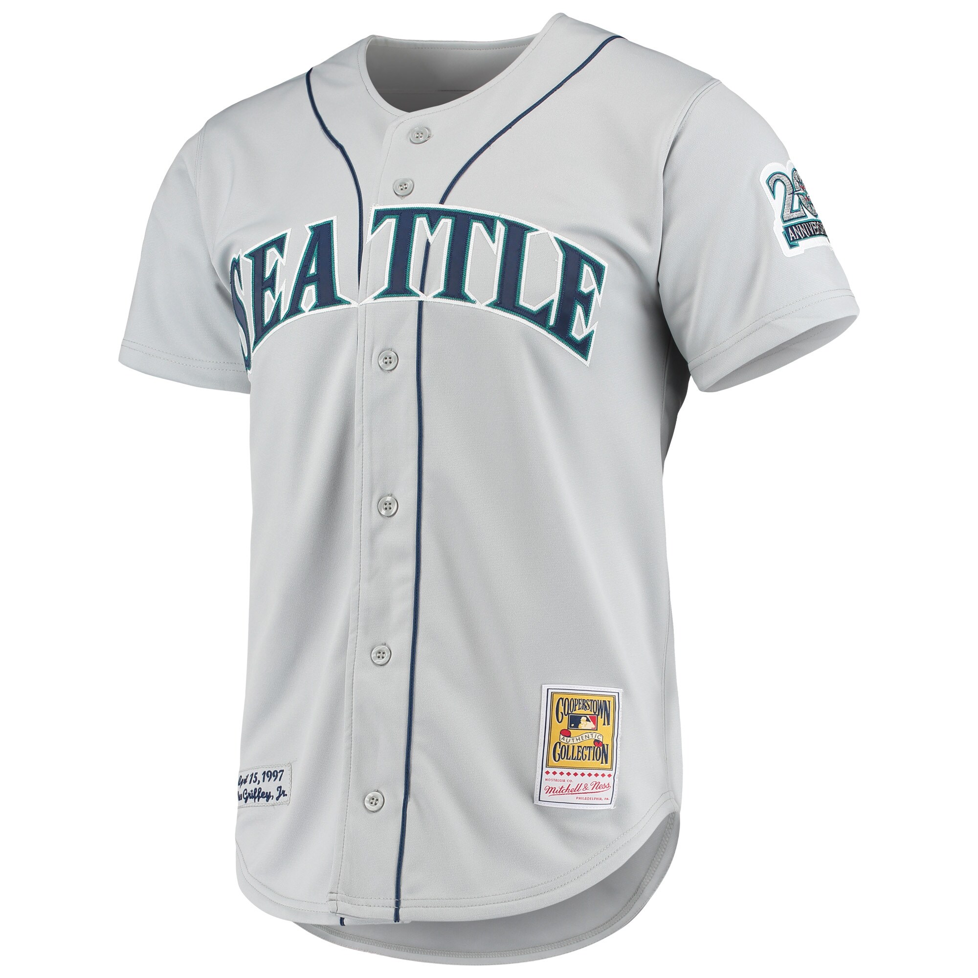 Alternative view of Ken Griffey Jr. Seattle Mariners Mitchell & Ness 20th Anniversary Cooperstown Collection Authentic Jersey - Gray