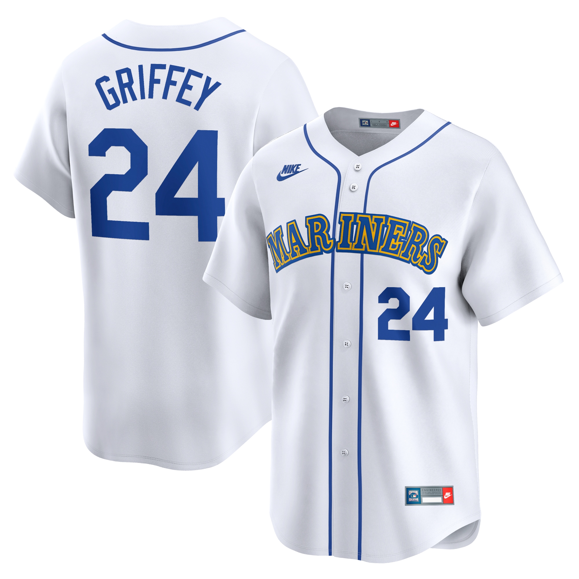 Ken Griffey Jr. Seattle Mariners Throwback Cooperstown Limited Jersey - White