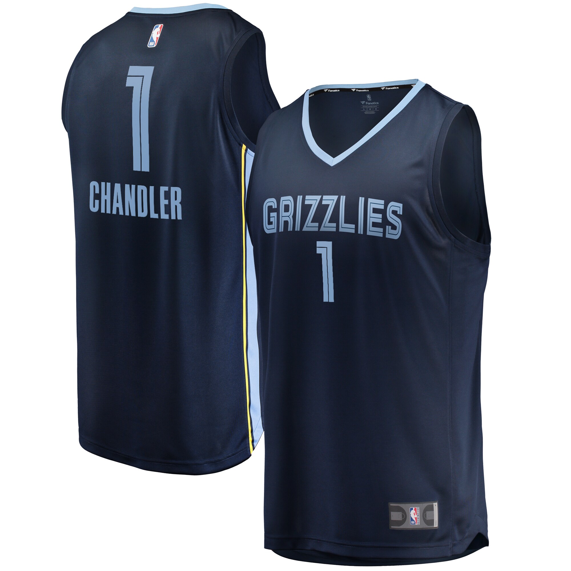 Alternative view of Kennedy Chandler Memphis Grizzlies Fanatics Branded 2022 Nba Draft Second Round Pick Fast Break Replica Player Jersey Icon - Edition - Navy