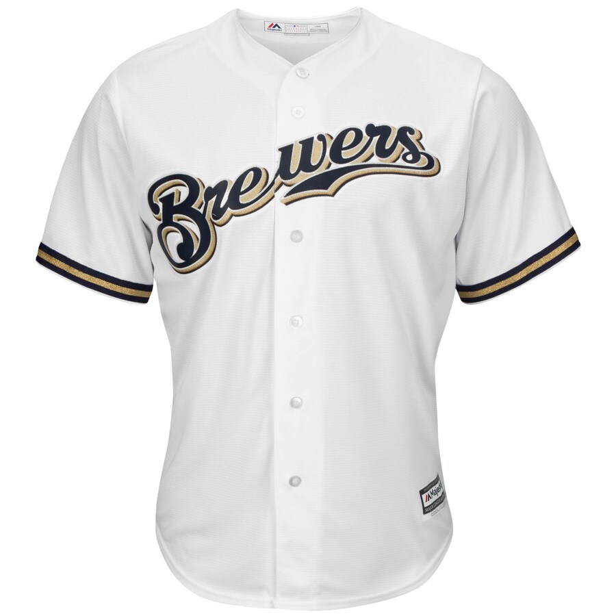 Alternative view of Keon Broxton Milwaukee Brewers Majestic Home Cool Base Replica Player Jersey - White